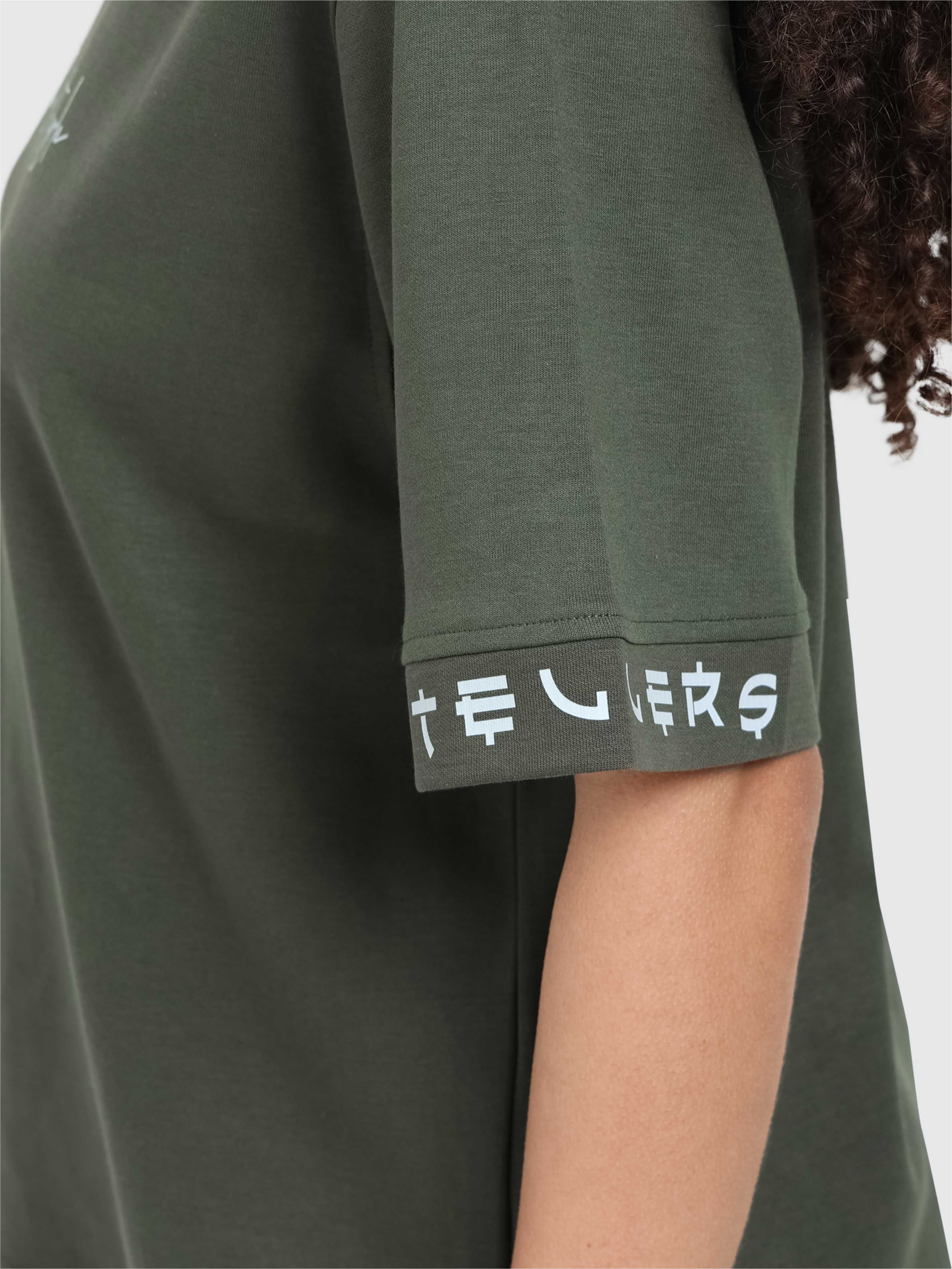 Women Oversized T-Shirt - Olive Green | Feather Touch Feel | Odour Resistant | Quick Dry | Stretchable | Lightweight - Image 7